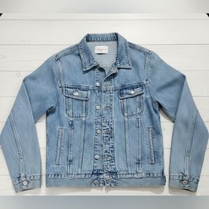 Sandro Paris Slim Fit Light Wash Denim Trucker Jacket - Size L